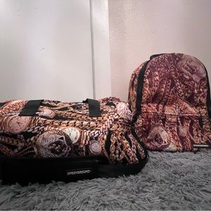 SPRAYGROUND ALL GOLD BACKPACK AND DUFFLE BAG